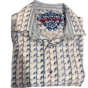 Robert Graham Paint Splash Stripe Purple And Blue L/S Button Down Shirt Mens S